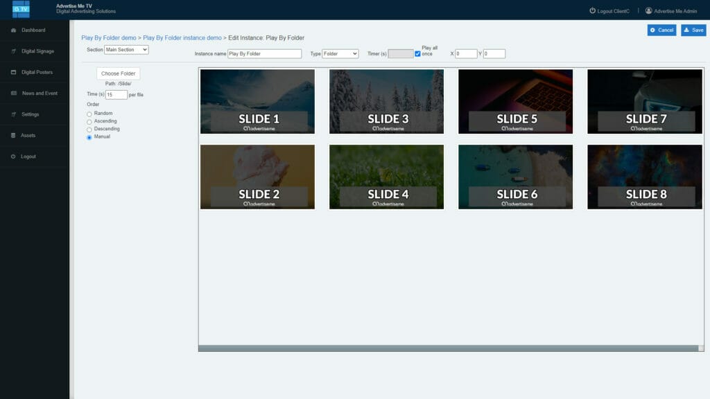 Advertise Me TV Digital Signage Software Play By Folder Manual