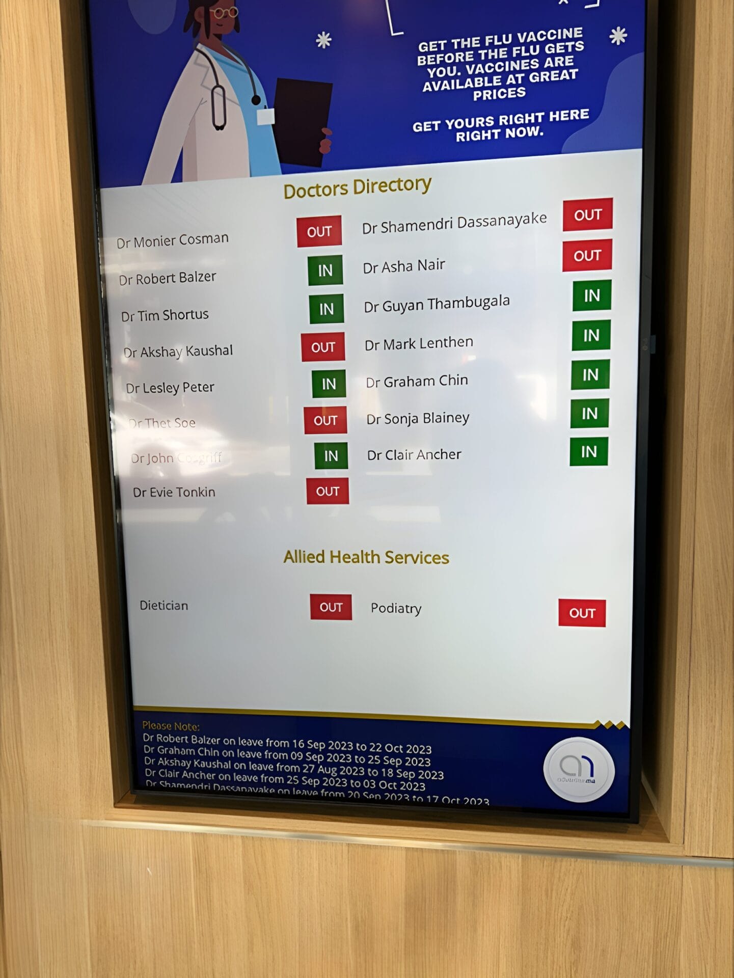 Advertise Me Digital Signage Software Fullerton Broadway Medical Centre screen